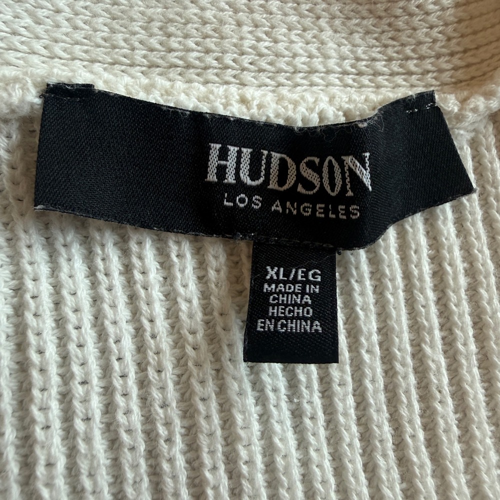 Hudson Los Angeles Ribbed Button Down Cardigan Women XL White - Picture 7 of 7